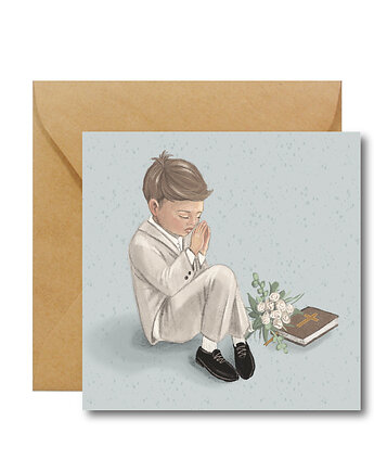Kartka na Komunię dla chłopca, HI LITTLE