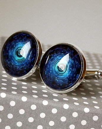 COSMIC IN BLUE gustowny prezent spinki do koszuli dla faceta, Chodelska Art Studio