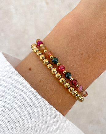 Bransoletki na gumce - mix agatów z hematytem, Bring Biżuteria