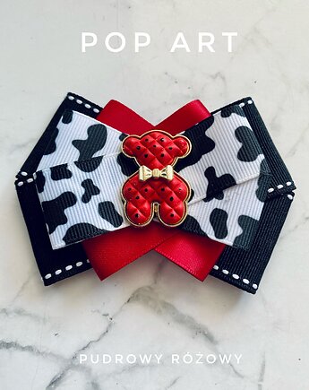 Modowa Brosza z czerwonym MISIEM Nowość, Pudrowy Różowy