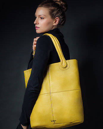 Torebka skórzana żółta Magnifica marki Bolsa, Bolsa