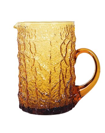 Dzbanek szklany bursztynowy, włoski design, lata 60, produkcja: Włochy, Przetwory design