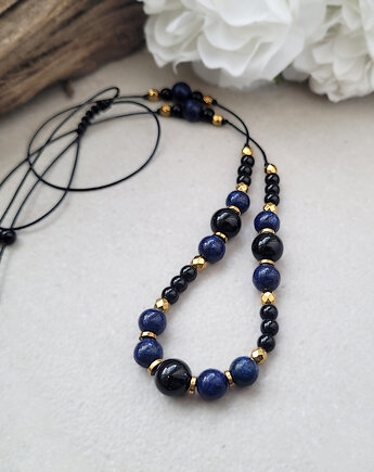 Naszyjnik- regulowana długość- z lapis lazuli, Seylla pracownia