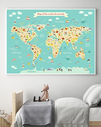 Plakat do dziecięcego pokoju mapa świata, TamTamTu