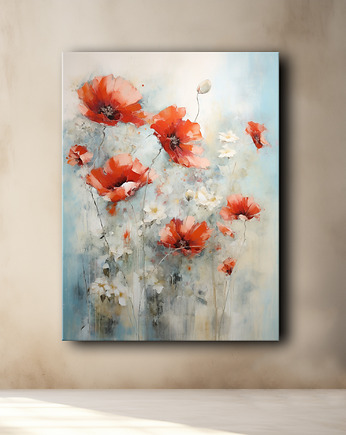 Polne maki - Plakat - Olej, Boho, Abstrakcja, Black Sapphire Art