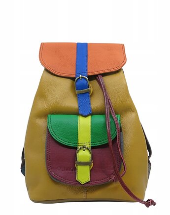 Plecak damski kolorowy skórzany regulowane szelki pojemny OLIVKA, Olivka Warsaw