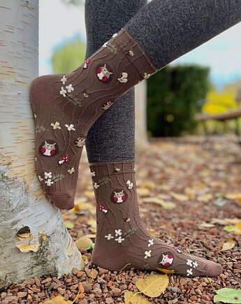 Skarpetki Leśna Dziupla - Drzewo, Sowa i Natura, CandySox