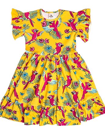Sukienka z falbanami Żółta Papuga, mullido