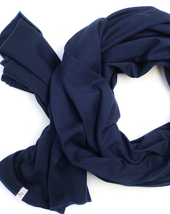 Szalik bawełniany damski, duży szal chusta damska GRANATOWA, Pracownia Rękodzieła Zolla