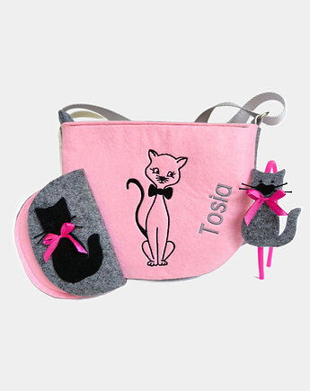 Torebeczka z kotem,  opaska, kot, portfelik, Made by Joan