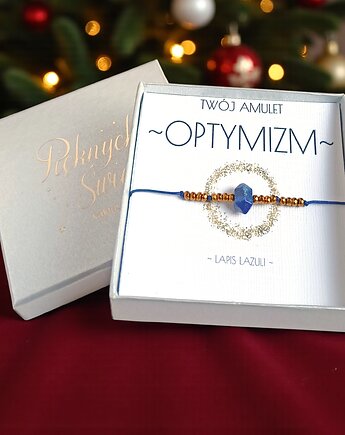 Amulet - OPTYMIZM - świąteczne pudełko - lapis lazuli, kaktusia