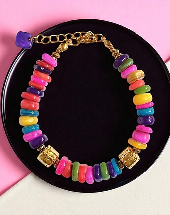 BRANSOLETKA : Summer collection: złota lawa, kolorowa masa perłowa, kaktusia