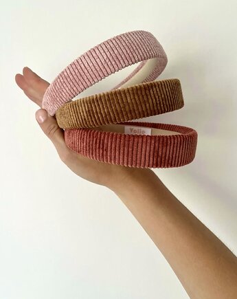 Płaska sztruksowa opaska w odcieniu jasnego różu - 3 cm, Volie Line