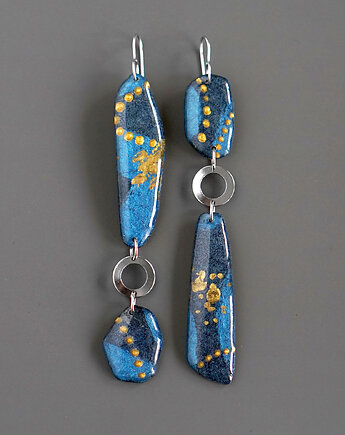 Asymetryczne kolczyki z materiałów z recyklingu, STUDIO blureco