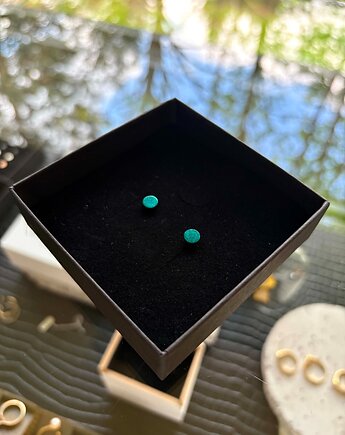 Kolczyki srebrne zielone piny, Marta jewelry
