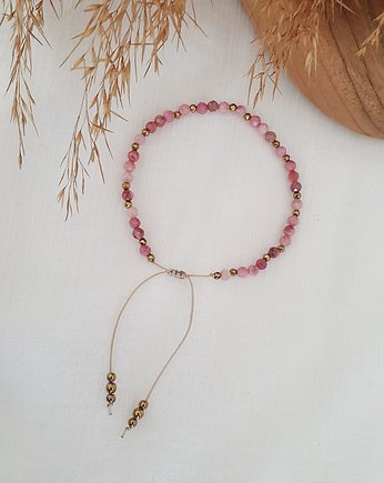 Pudrowo różowa bransoletka z rodonitem, LEI handmade 