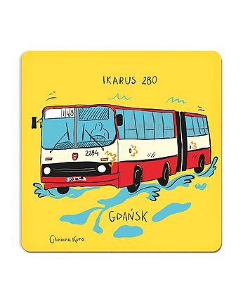 Podkładka pod kubek Gdańsk Autobus Ikarus 280, Gliniana Kura
