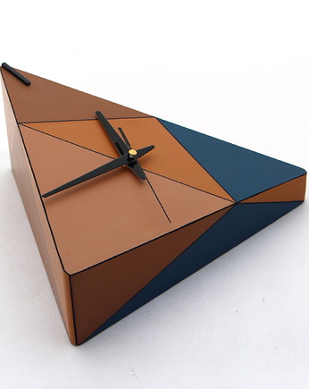 Zegarek geometryczny na ścianę unikatowy, Clock Wood Studio