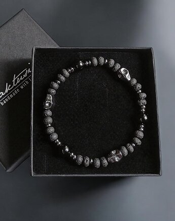 CZACHY : skulls : turmalin, lawa, hematyt : glam rock : męska bransoletka, kaktusia