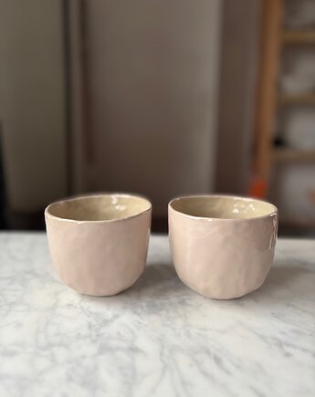 Zestaw 2 Organicznych Ceramicznych Czarek Wabi Sabi Liliowe Beżowe 220 ml, Maison Fragile