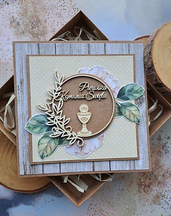 Kartka na Komunię dla dziewczynki (w pudełku), Kartkodzielo