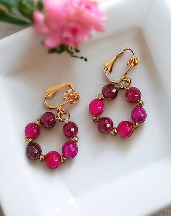 Kolekcja WIANKI : urocze klipsy : fuchsia, kaktusia