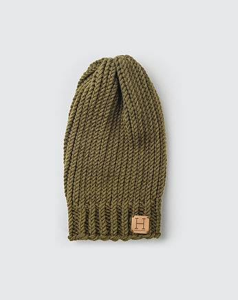 Czapka beanie z wełny merynosa handmade ZIELONA, HisOutfit
