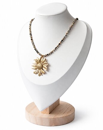 SUNFLOWER naszyjnik z kamieni - jaspis dalmatyński - słonecznik, Greenmoon Handmade