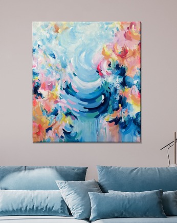 Kolorowy obraz abstrakcyjny  "EUPHORIA" 90X100 cm - ręcznie malowany, AnnSayuri ART