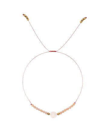 Pastelowa bransoletka miłości na jedwabnej nici - Delicate Pink - Złote, Kulka Bransoletki