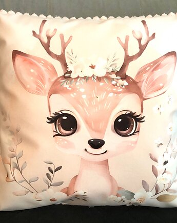 Poduszka ozdobna, welurowa z jelonkiem, MOJAMAJA