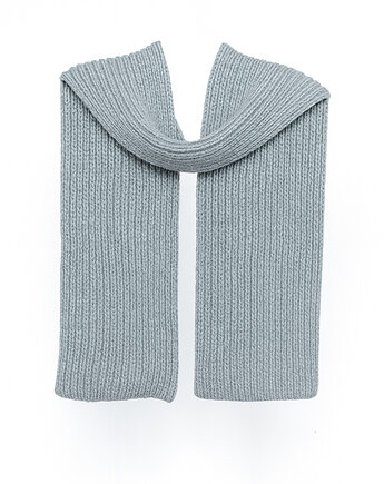 PUCHACZ RWS Szary - duży mięsisty szalik z etycznej wełny merino i bawełny, KOPYTO