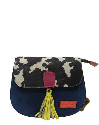 Torebka listonoszka zamszowa damska regulowany pasek kolorowa OLIVKA, Olivka Warsaw