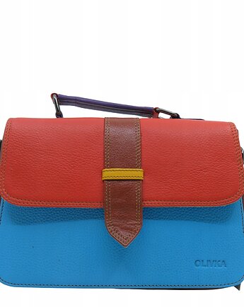 Torebka skórzana do ręki i na ramię, regulowany pasek, kolorowa eko OLIVKA, Olivka Warsaw