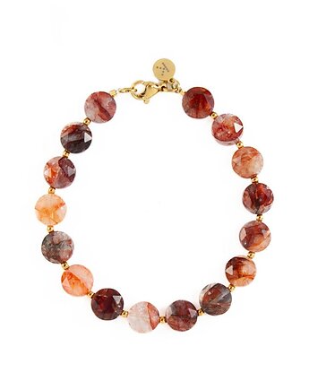 Bransoletka z bordowych kamieni miłości - Wersja Pozłacana, Kulka Bransoletki