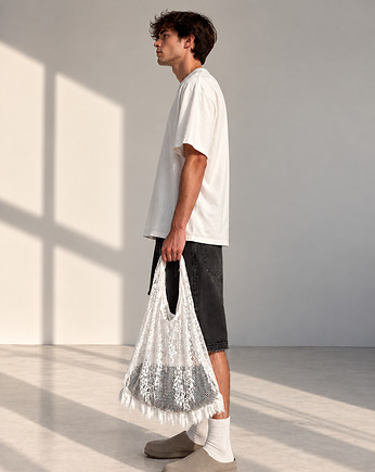 Koronkowa torba shopper NAMINESO SCOOP biała, Namineso