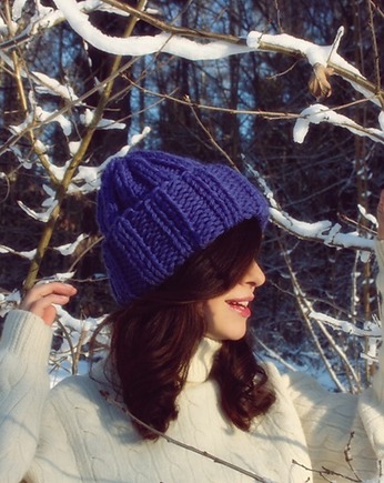 Chabrowa czapka  chunky beanie  z wełną, Mademoiselle Patrini