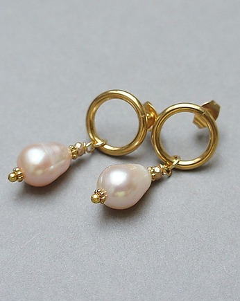 Kolczyki pozłacane Pearls [peach] perły vol. 26 , KiKa pracownia