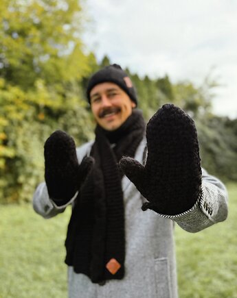 Męskie rękawiczki MERINO Czarne, Brain Inside