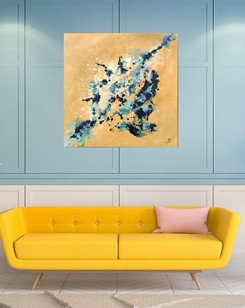 POCZĄTEK I 80x80 cm Akryl na płótnie Duży obraz abstrakcyjny do salonu, Joanna Bilska