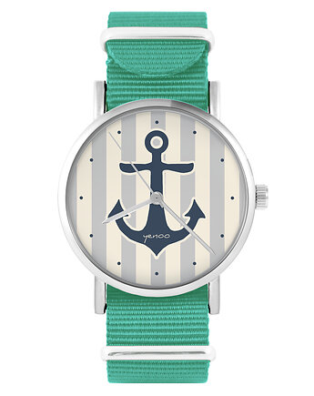 Zegarek - Kotwica - turkusowy, nylonowy, yenoo