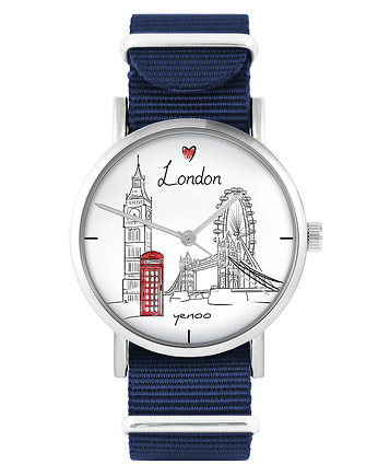 Zegarek - Londyn - granatowy, nylonowy, yenoo