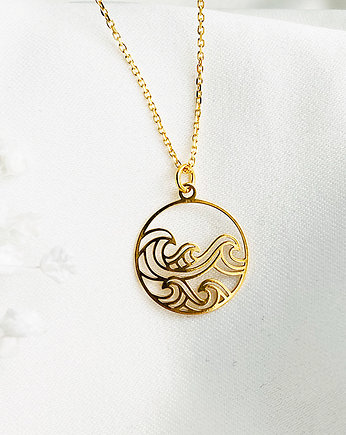 Naszyjnik morska fala, złote fale surfing, Anemon Atelier