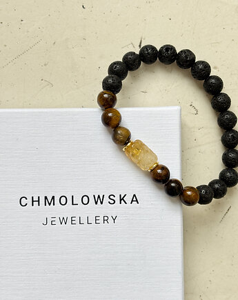 Bransoletka męska Tygrysie Oko i Cytryn, Chmolowska Jewellery
