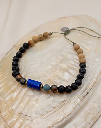 Bransoletka Męska Lapis Lazuli Agat Jaspis, w hand works
