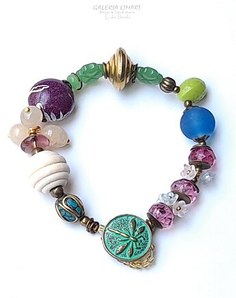 Eklektyczna urocza kolorowa bransoletka w stylu boho handmade PREZENT, Galeria Limart