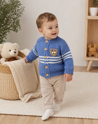 Sweter z misiem dla chłopca, OKSI_KNIT