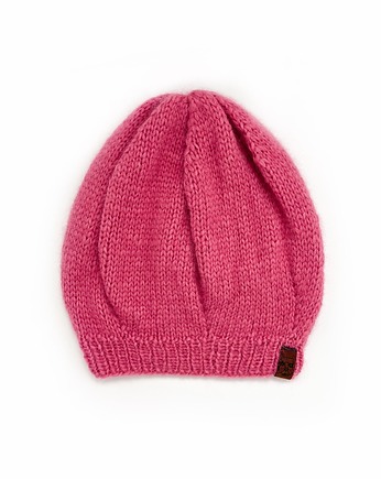 Luźna wiosenna czapka damska malinowy róż, Holy Alpaca Knit