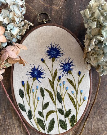 Ręcznie haftowany obrazek "Chabry", ReinerArt