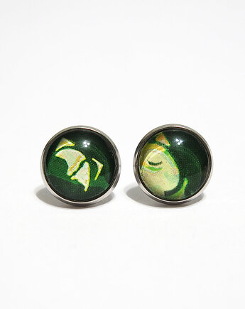 Kolczyki - Ciemno zielone - stal, yenoo